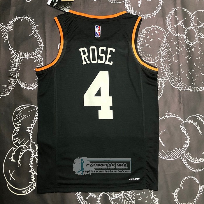 Camiseta New York Knicks Derrick Rose NO 4 Select Series Negro